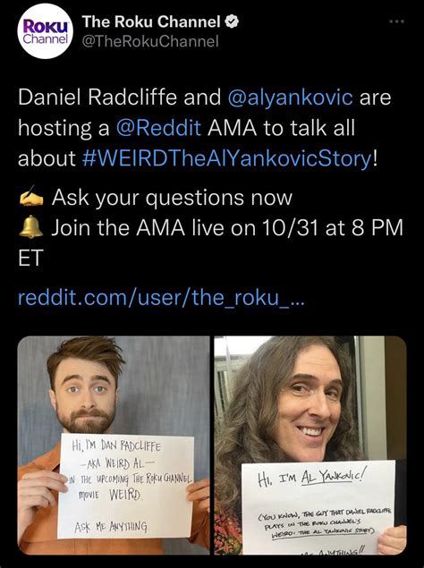 Daniel Radcliffe and Weird Al doing an AMA! : r/weirdal