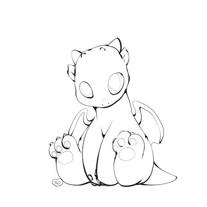 HW: Lil Baby Dragon Lineart by TheLonelyQueen.deviantart.com Kid Friendly Art, Cute Dragon ...