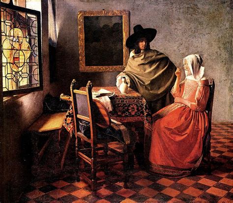 Man and Woman Painting by Johannes Vermeer - Pixels