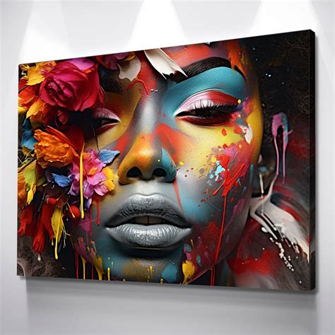 Graffiti Canvas Art | African American Girl Flowers Print Poster Art C ...