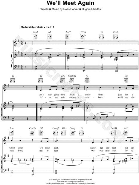 Katherine Jenkins "We'll Meet Again" Sheet Music in G Major (transposable) - Download & Print ...