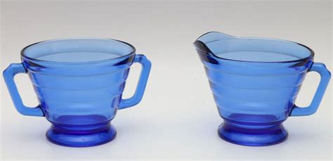 Vintage Hazel Atlas Moderntone Platonite Cobalt Blue Glass Sugar & Creamer | eBay