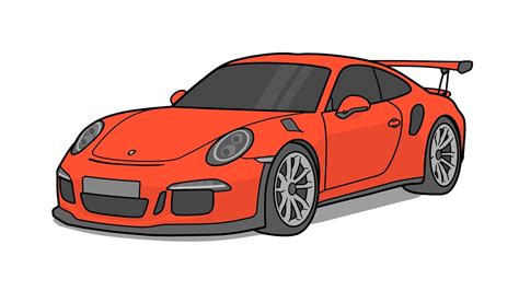 How to draw PORSCHE 911 GT3 RS 2016 / drawing Porsche 991 2015 sports ...