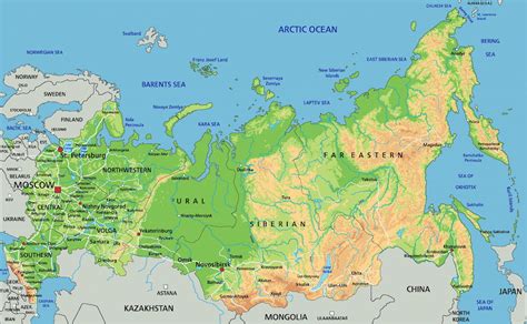 Russia Map With Rivers And Mountains
