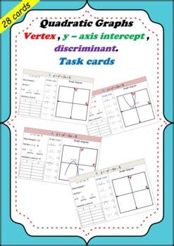 Quadratic equations graphs: Discriminant, y-intercept, vertex. (28 Task ...