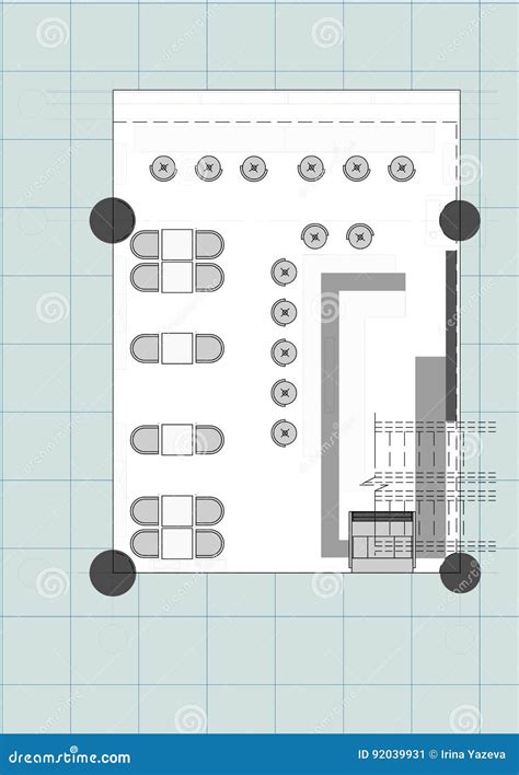 Standard Cafe Furniture Symbols on Floor Plans Stock Illustration ...