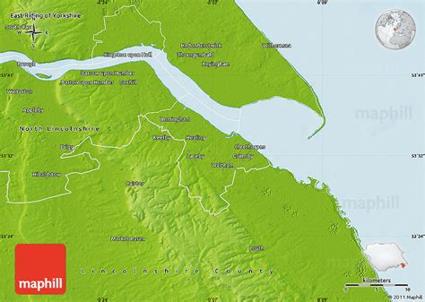 Physical Map of North East Lincolnshire