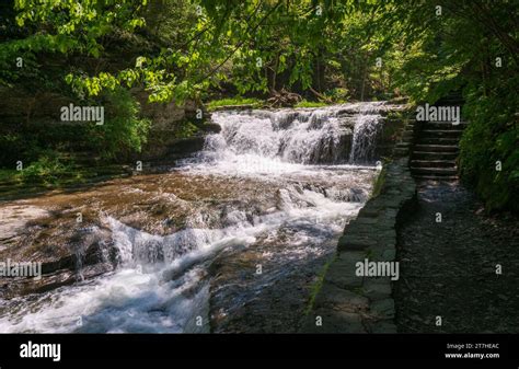 A Waterfall at Robert H. Treman State Park in Upstate New York Stock ...