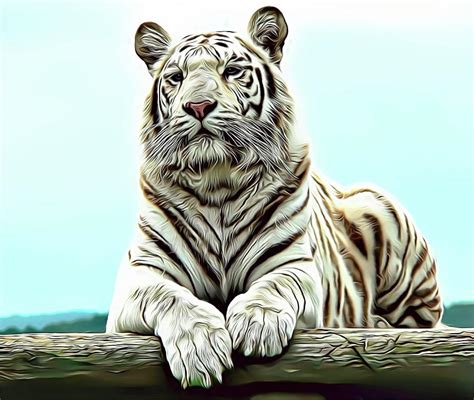 White Tiger Digital Art by Russ Carts