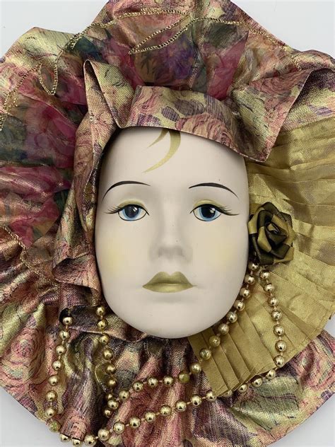 Vintage Pair Venetian Mask Italian Ceramic Wall Hanging Fortune Teller Face 23cm | eBay