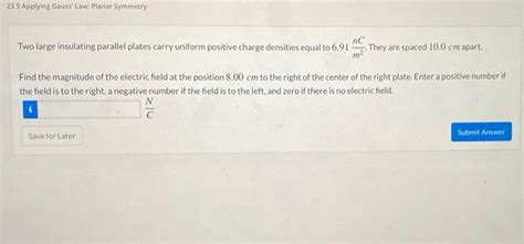 Solved 23,5 Applying Gauss' Law: Planar Symmetry Two large | Chegg.com