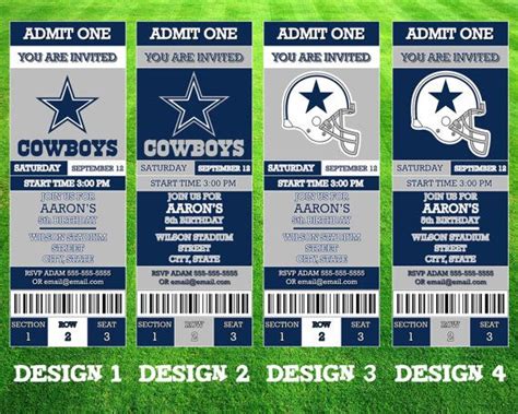 Dallas Cowboys Ticket Invitation | A well, All team and A photo