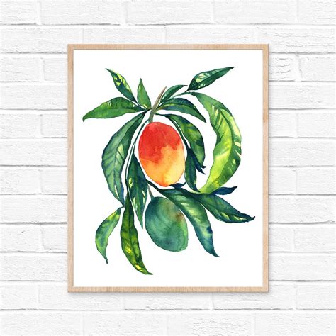 mango watercolor fruit watercolor painting home decor | Etsy