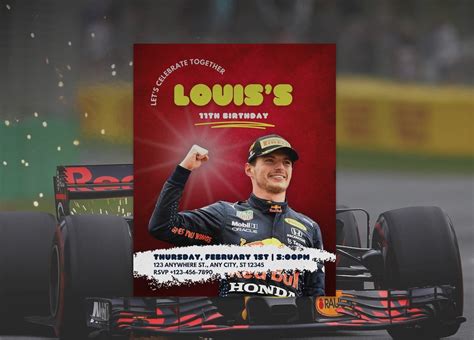 Max Verstappen Birthday Invitation, Verstappen Invite, F1 Racing, Formula 1 Birthday, Sports ...