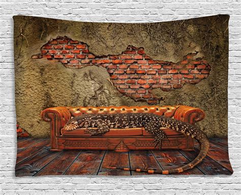 Fantasy Decor Tapestry, Decadence Grunge Ruin Brick Wall and a Giant ...