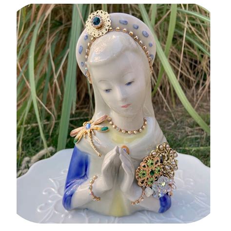 Virgin Mary Statue Blessed Mary Religious Embellished Mary - Etsy