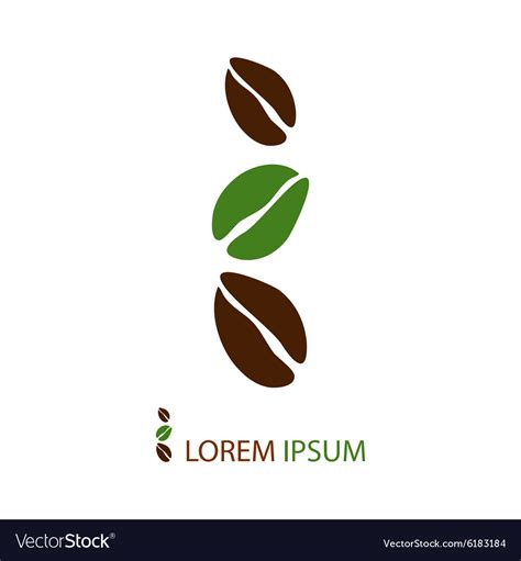 Green and brown coffee beans as logo Royalty Free Vector