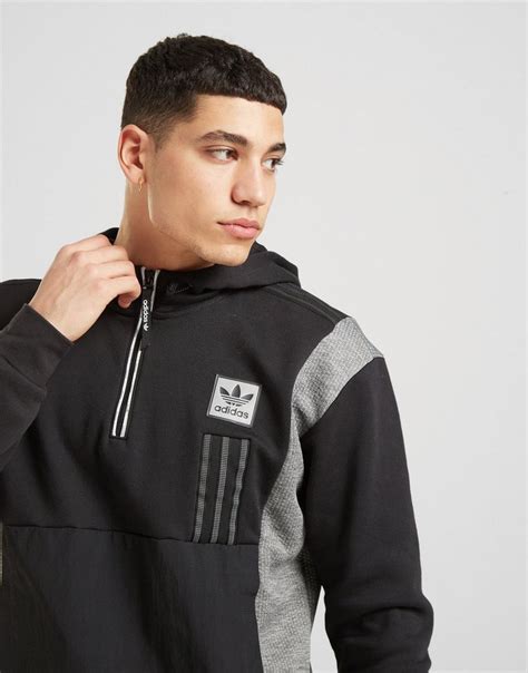 Black adidas Originals ID96 1/4 Zip Hoodie | JD Sports