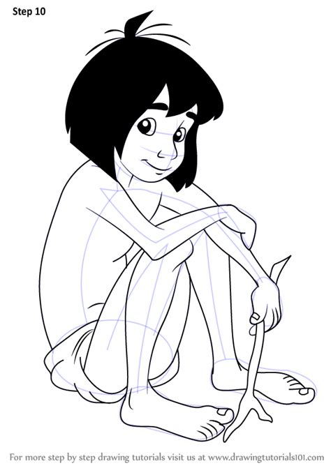 Step by Step How to Draw Mowgli from The Jungle Book : DrawingTutorials101.com | Jungle book ...