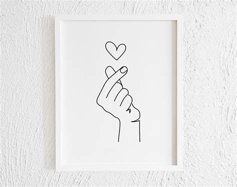 Love Hand Sign Drawing Print. Printable Minimalist Love Hand | Etsy