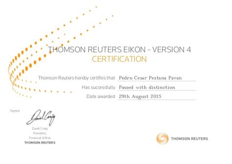 Thomson Reuters Eikon Certificate