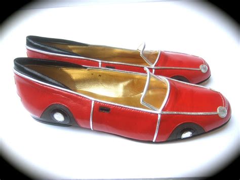 Whimsical Red Leather Sports Car Design Shoes by Zalo US Size 9 M c 1990 For Sale at 1stDibs ...