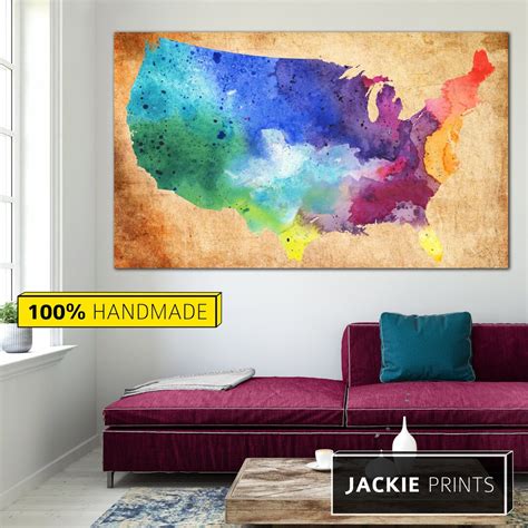 USA Map Print United States USA Canvas Map Map of America US - Etsy