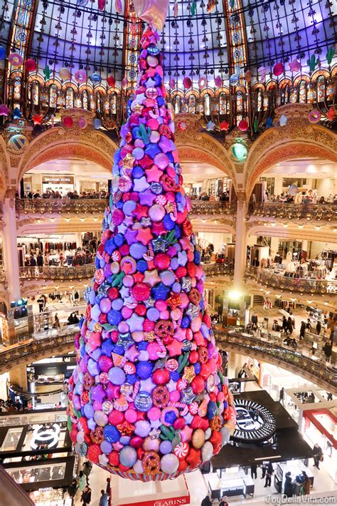 Christmas Tree at Galeries Lafayette in Paris and christmas decorations ...