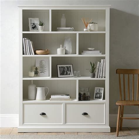 Stow Warm White Large Bookcase with Drawers - The Cotswold Company