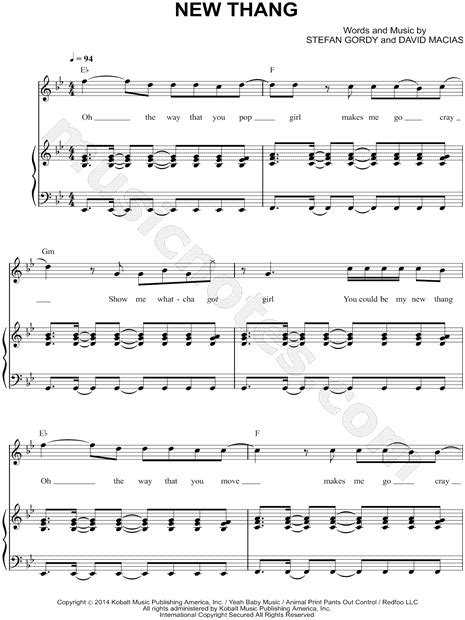 Redfoo "New Thang" Sheet Music in Bb Major (transposable) - Download ...