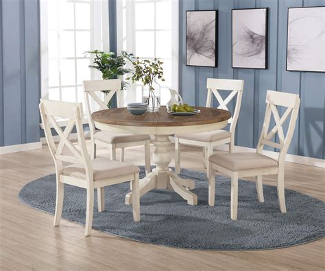 Buy Roundhill Furniture Prato 5-Piece Round Dining Table Set with Cross ...