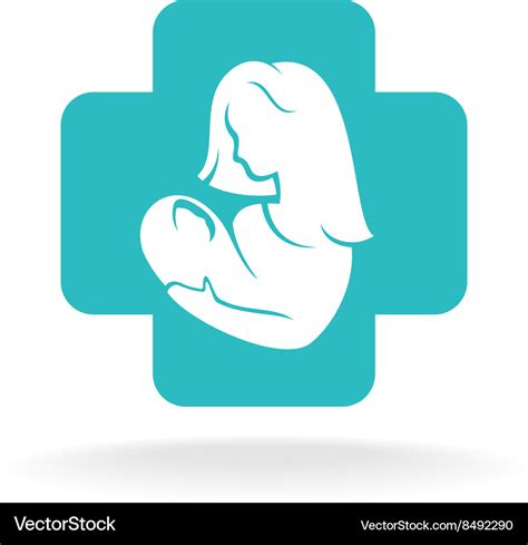 Mother and child logo with medical cross Vector Image