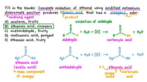 Question Video: Determining the Name and Odor of the Product of the Complete Oxidation of ...