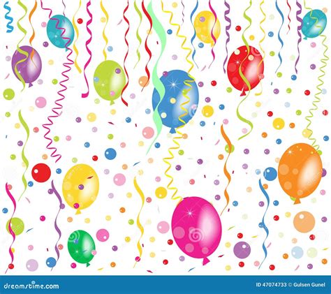 Colorful Balloons, Confetti and Ribbon Vector Stock Vector - Illustration of birth, play: 47074733