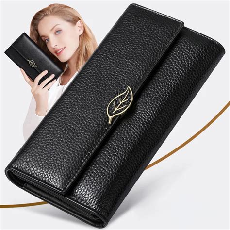 High-Quality-Genuine-Leather-Women-Wallet-Long-3-Fold-Purse-Fashion ...