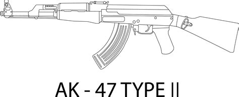 ArtStation - AK- 47 TYPE 2 gun Black white vector outline or line art ...