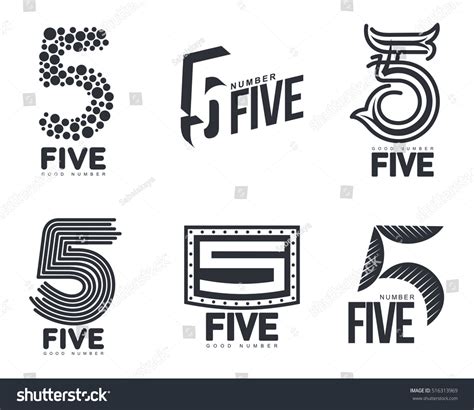 Set Black White Number Five Logo Stock Vector (Royalty Free) 516313969 | Shutterstock