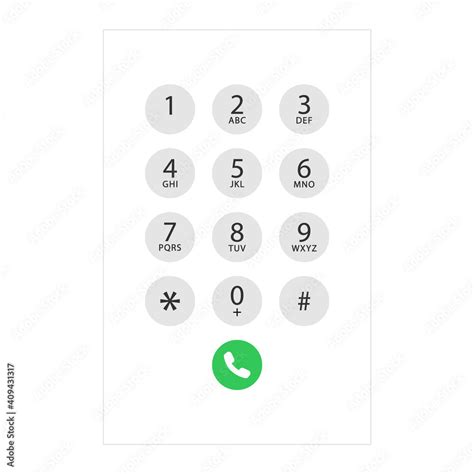 Smartphone dial keypad design. Keyboard template in touchscreen device. User Keypad with numbers ...