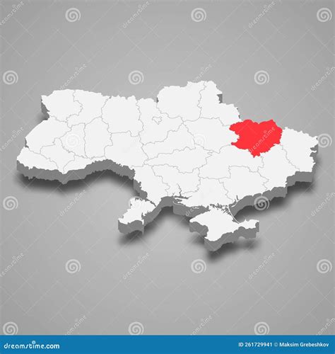 Kharkiv Oblast. Region Location within Ukraine 3d Map Stock Vector - Illustration of province ...