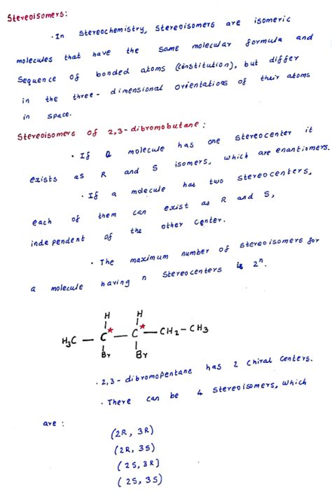 Draw all the possible stereoisomers for 2,3-dibromopentane. - WizEdu