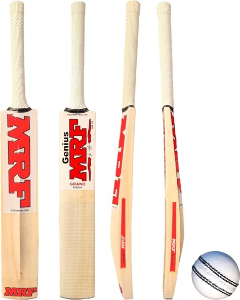 Aarav Willow Wood Kashmiri Willow Cricket Bat With White Leather Ball ...