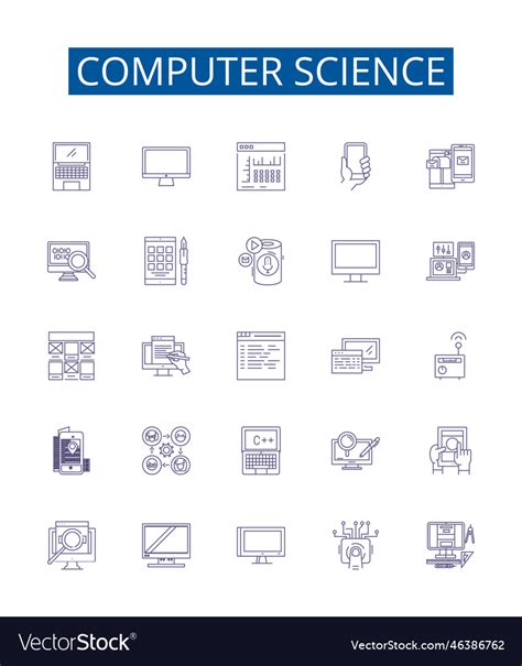 Computer science line icons signs set design Vector Image