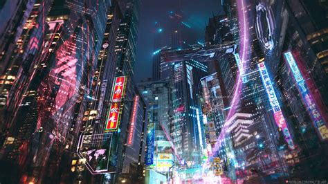 Cyberpunk cityscape by PactDArt on DeviantArt