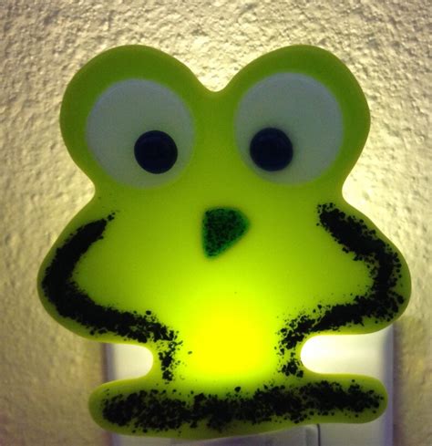 Fused Glass Night Light, Green Frog, LED Light Base - Etsy