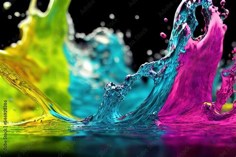 Rainbow splash of color in water Generative AI Stock Illustration | Adobe Stock