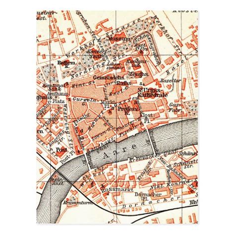 Vintage Map of Solothurn Switzerland (1913) Postcard | Zazzle