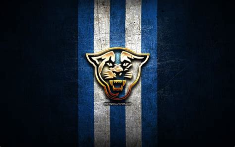 Download wallpapers Georgia State Panthers, golden logo, NCAA, blue metal background, american ...