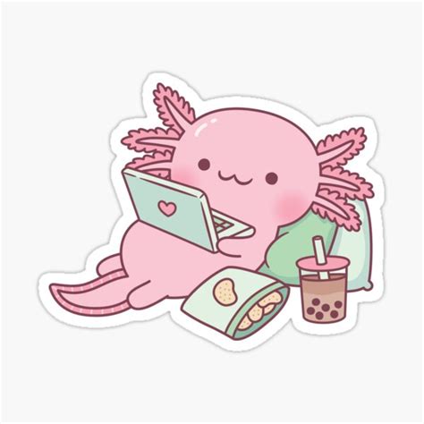 "Cute Chilling Axolotl" Sticker for Sale by rustydoodle | Redbubble