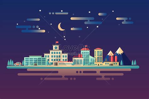 Urban landscape at night illustration image_picture free download 400089315_lovepik.com