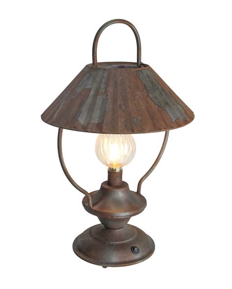 17 Inch Rustic Metal LED Lantern Battery Operated Aged Lamp Indoor ...